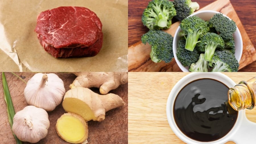 Nguyên liệu làm món thì bò xào súp lơ xanh