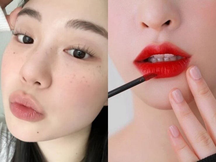 Bạn có thể chấm nhẹ một ít son kem lên gò má rồi tán đều bằng tay, sau đó dùng chính màu son đó thoa lên môi.