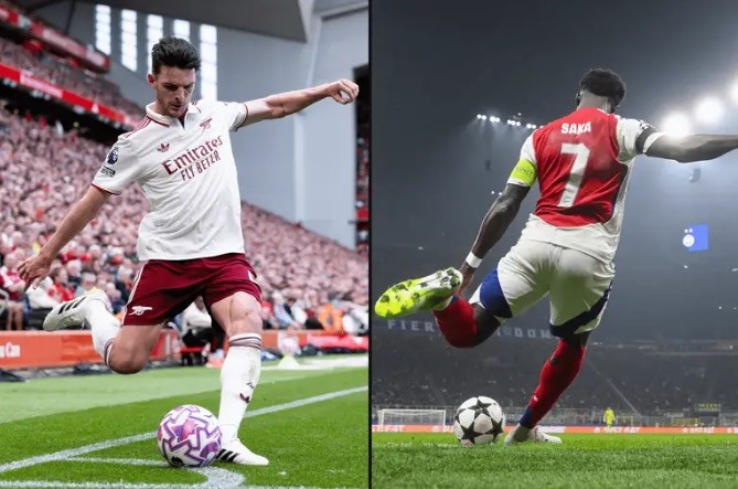 Saka và Rice mang đến những quả phạt góc cực kỳ nguy hiểm.