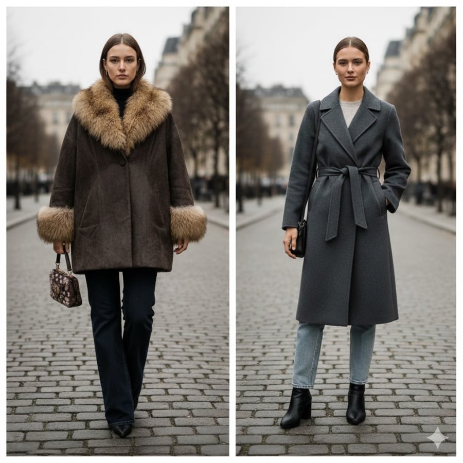 Áo khoác viền lông lỗi thời, nhường chỗ cho thiết kế tối giản nhẹ nhàng hơn.