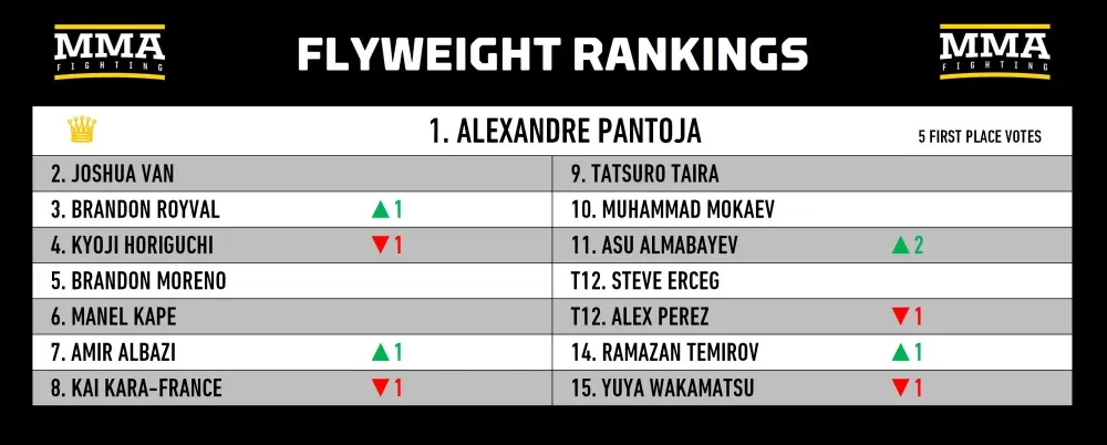 Bảng xếp hạng hạng ruồi MMA