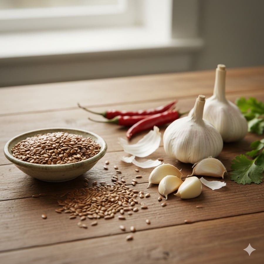 Hạt lanh và tỏi – hai nguyên liệu nhỏ bé nhưng giàu dưỡng chất bảo vệ thận.