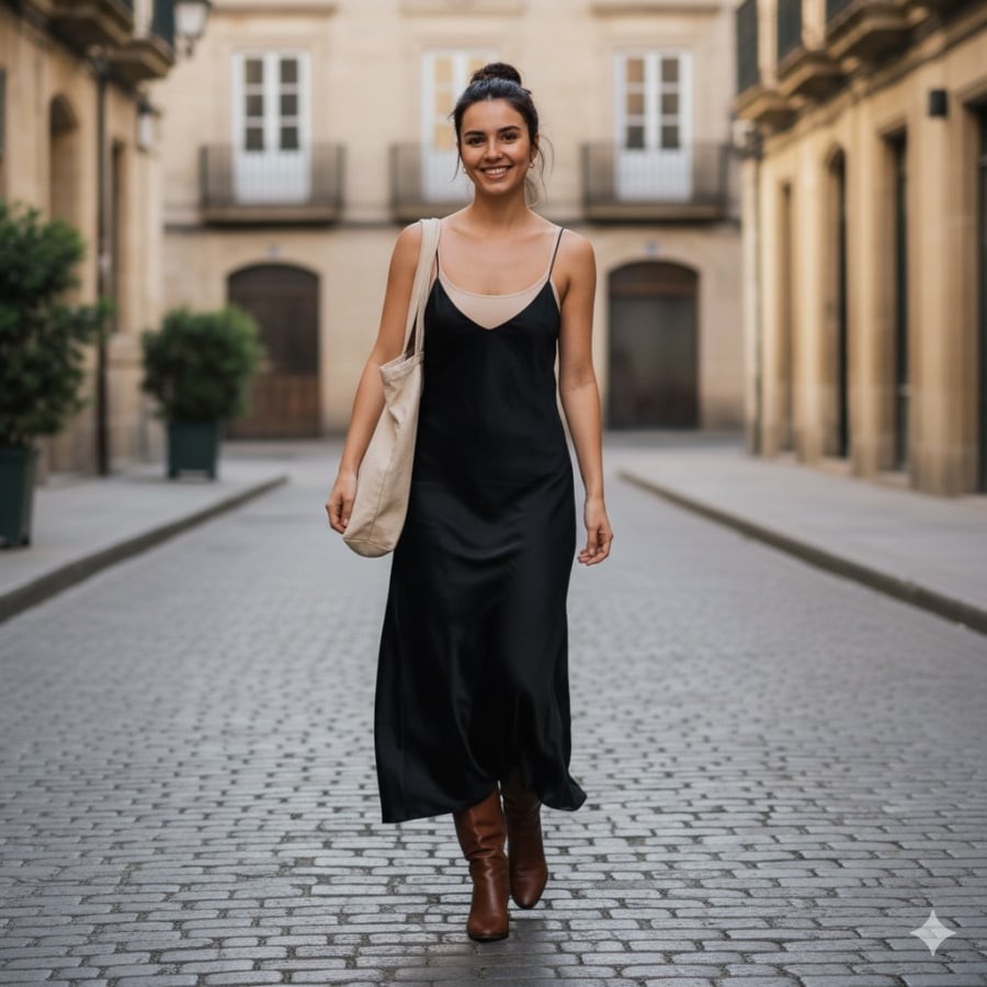 Phụ kiện và chất liệu là điểm nhấn giúp đồ đen trở nên mềm mại, thanh lịch hơn.