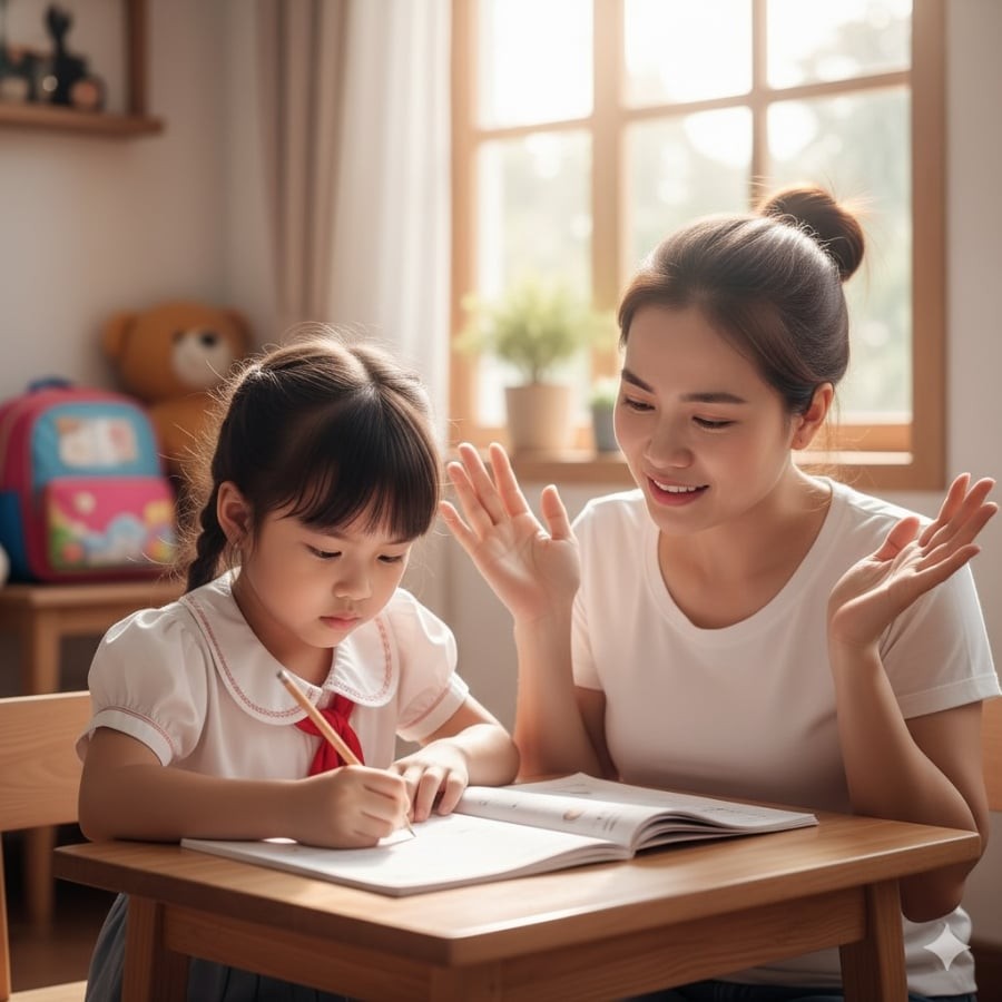 Phụ huynh ‘đau đầu nhẹ’ khi cùng con học bài Tiếng Việt lớp 1.