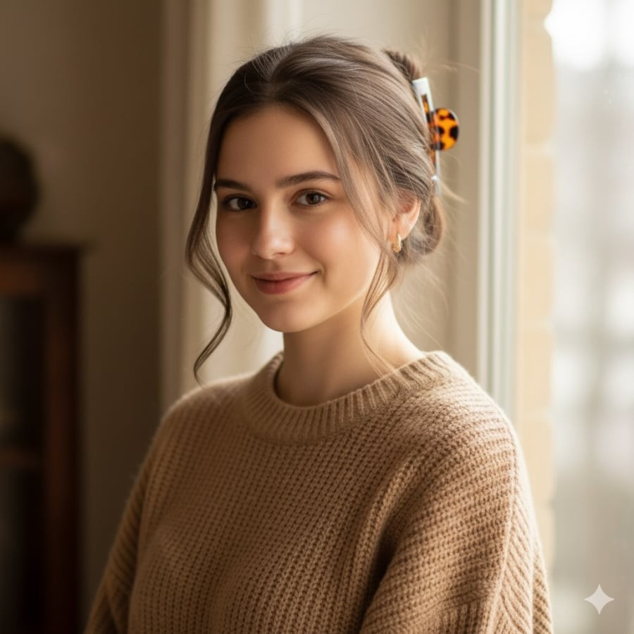 Kẹp càng cua vừa giữ tóc gọn, vừa tạo vẻ hiện đại, thanh lịch cho mùa lạnh.