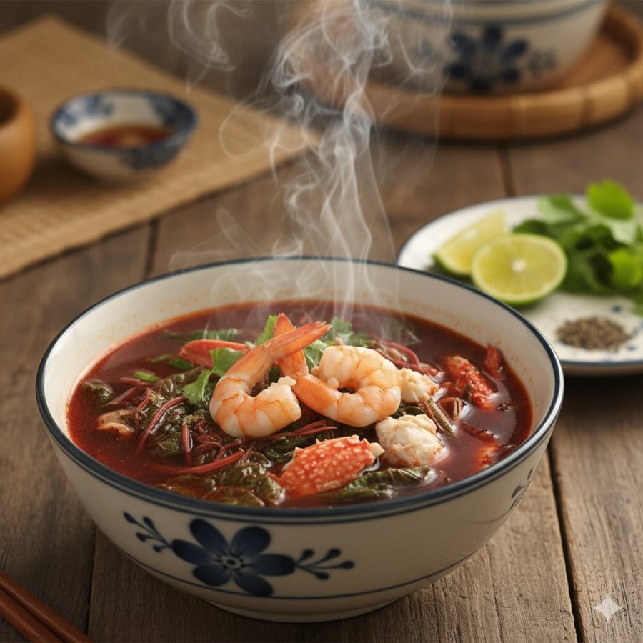 Canh rau dền đỏ là món ăn thanh mát, bổ dưỡng, cung cấp sắt và nhiều vitamin thiết yếu cho cơ thể.