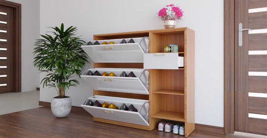 Tủ giày dép trong phòng khách có độ cao hợp lý. (Ảnh minh họa)