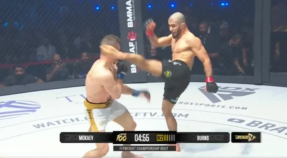 Muhammad Mokaev tung cú đá hạ knock-out Gerard Burns