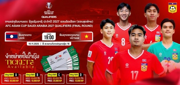 Ban tổ chức công bố giá vé trận Lào gặp Việt Nam.
