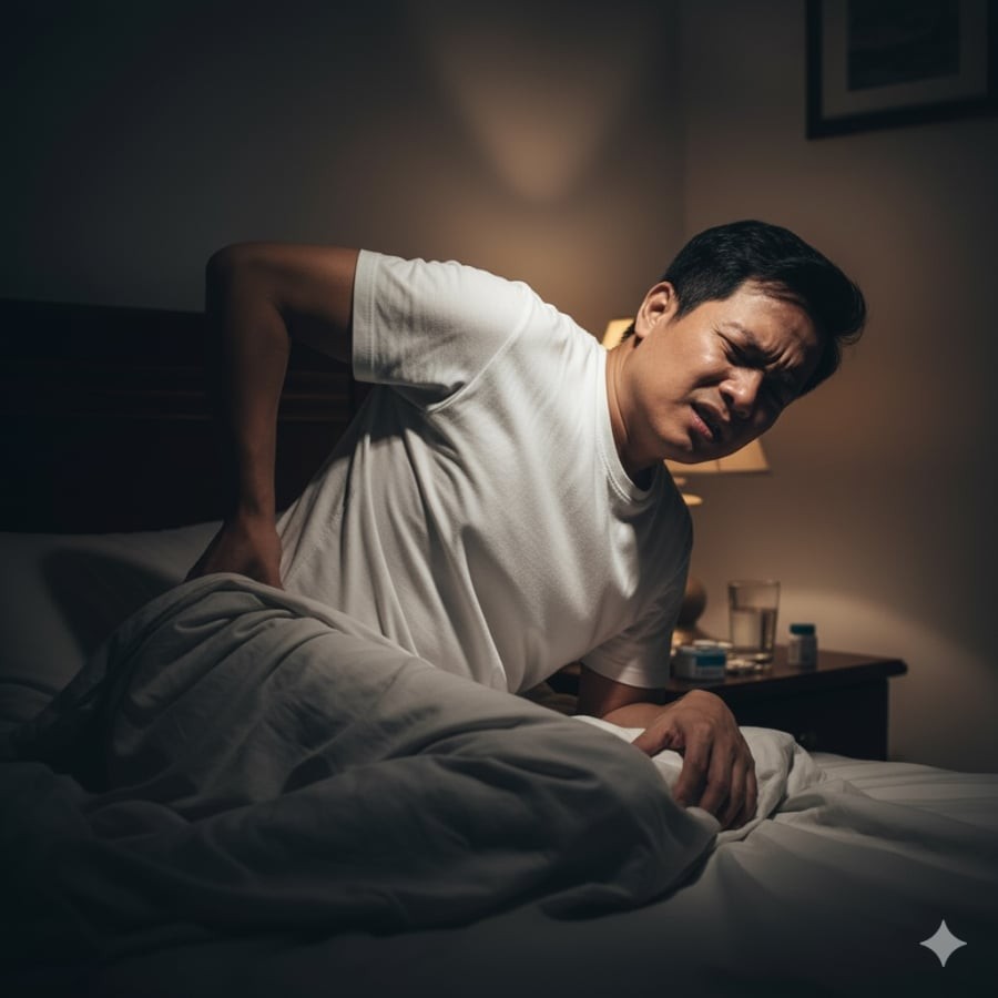 Đau lưng dữ dội khi nằm ngửa có thể là dấu hiệu cảnh báo khối u tụy hoặc di căn xương.