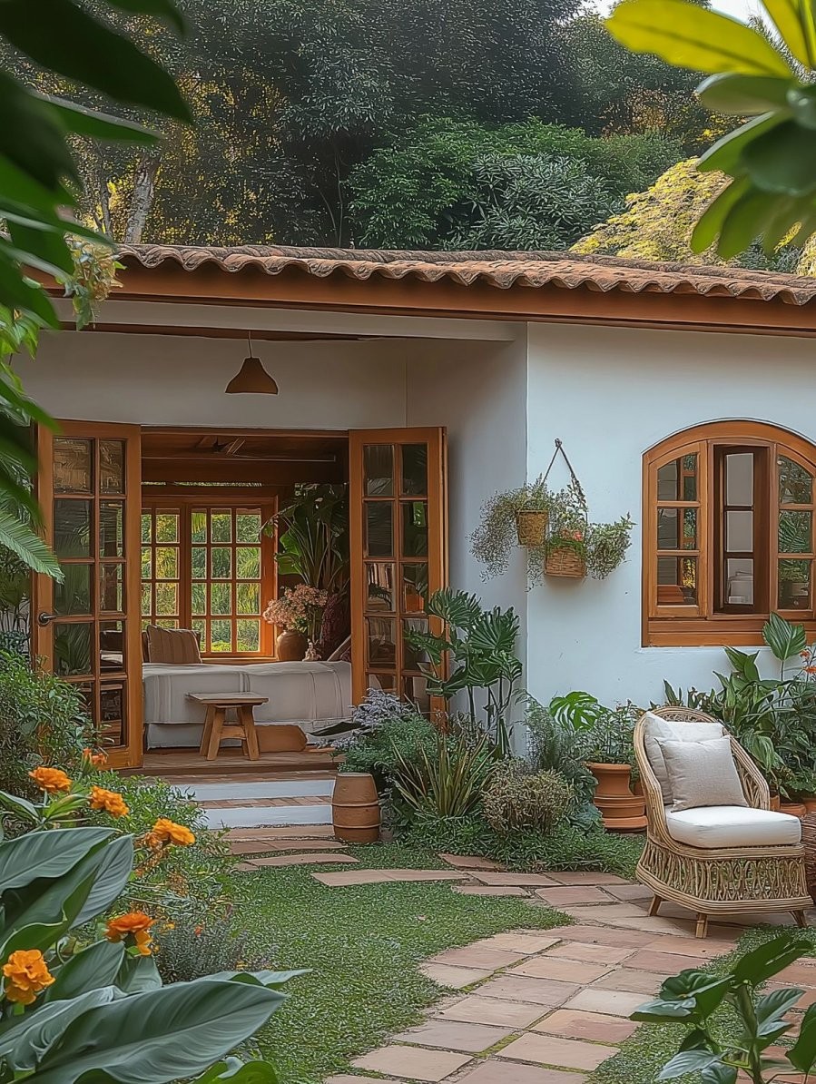 Trước cửa chính, gần cửa chính nên có cây