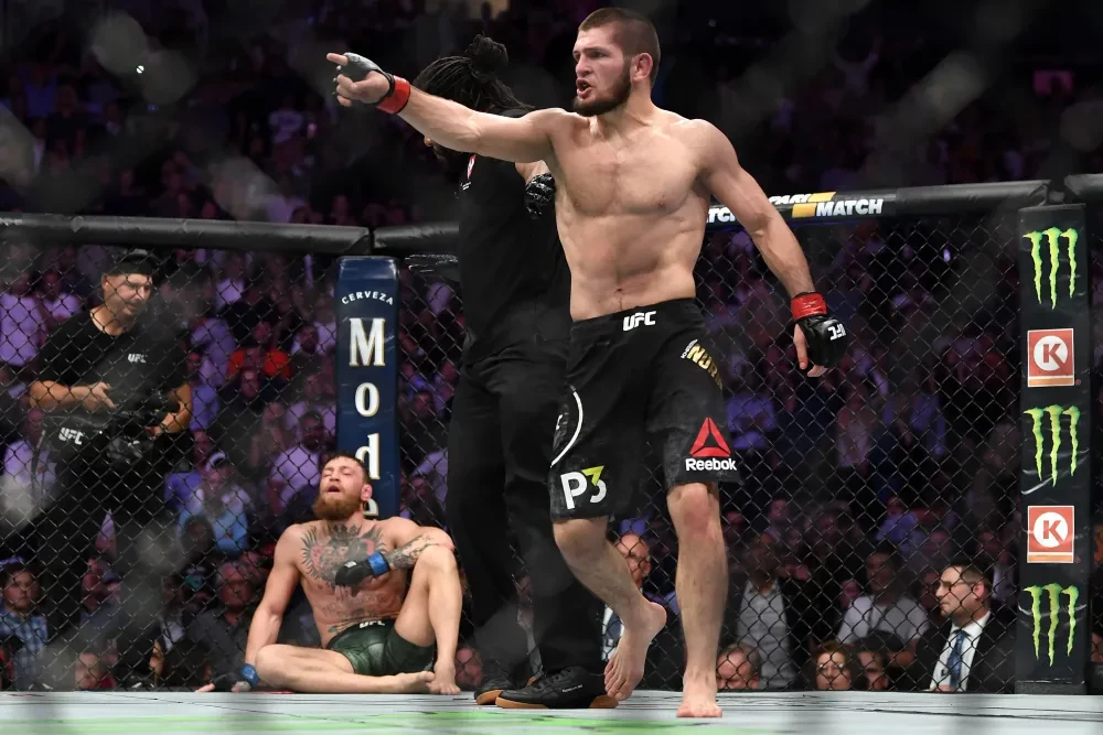 Khabib Nurmagomedov và Conor McGregor trong trận đấu tại UFC 229