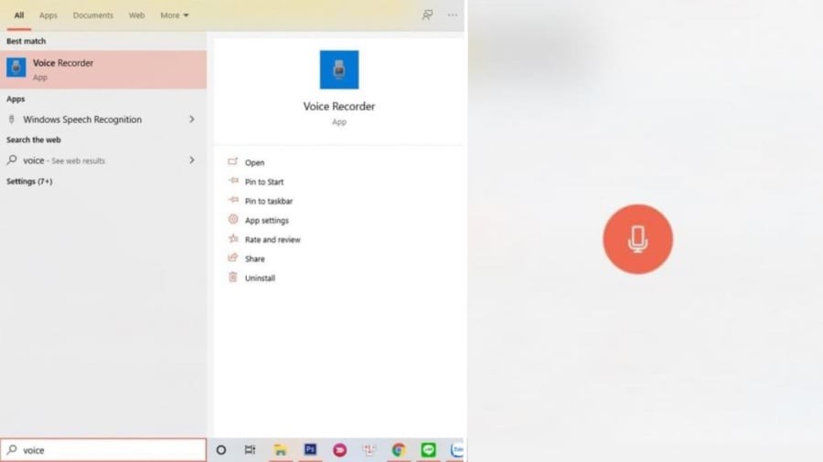 Ứng dụng Voice Recorder được tích hợp sẵn ở hệ điều hành Windows có thể giúp bạn ghi âm cuộc gọi Zalo.