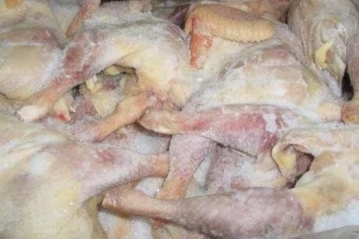 Thịt gia cầm đông lạnh hơn 4 tháng có chỉ số peroxide vượt quá tiêu chuẩn ở 65% trường hợp.