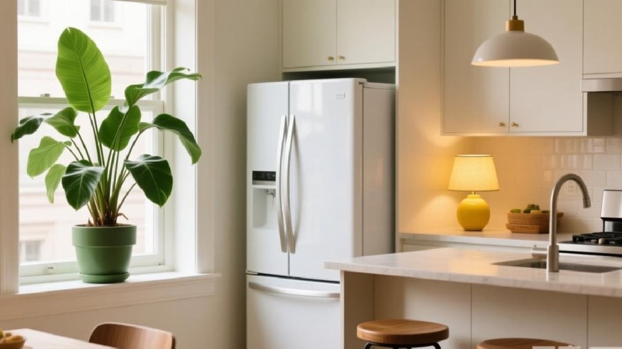 Gia chủ có thể đặt cây xanh trong bếp, vừa có tác dụng trang trí, thanh lọc không khí vừa thu hút tài lộc.