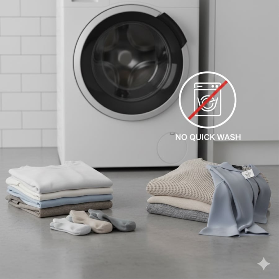 Các chất liệu mỏng hoặc dễ hỏng không phù hợp với chế độ giặt nhanh.