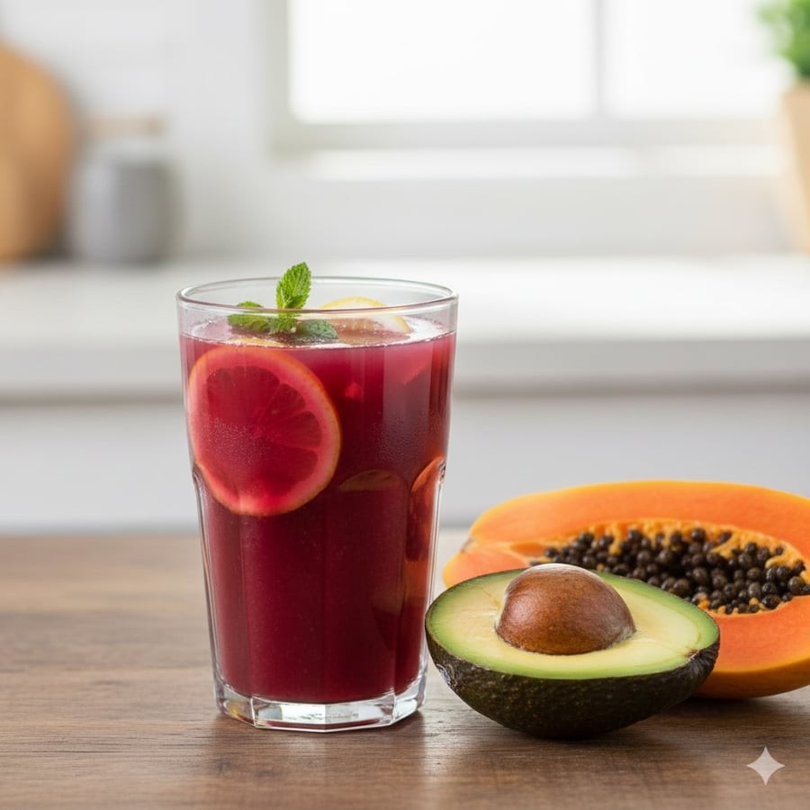 Thưởng thức trái cây tươi và nước ép để hỗ trợ chức năng gan thận và thanh lọc cơ thể tự nhiên.