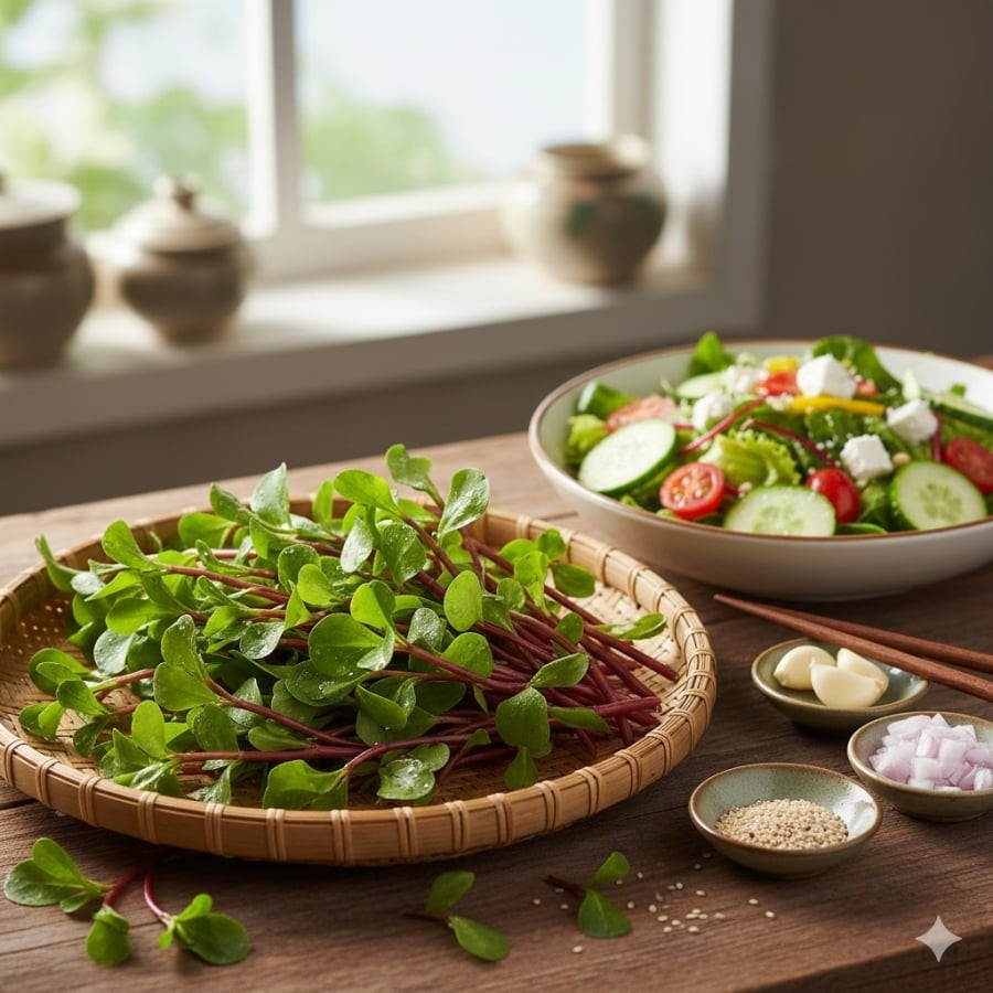 Rau sam dễ chế biến, giàu omega-3 và chất chống oxy hóa, được ví như “rau trường thọ”.