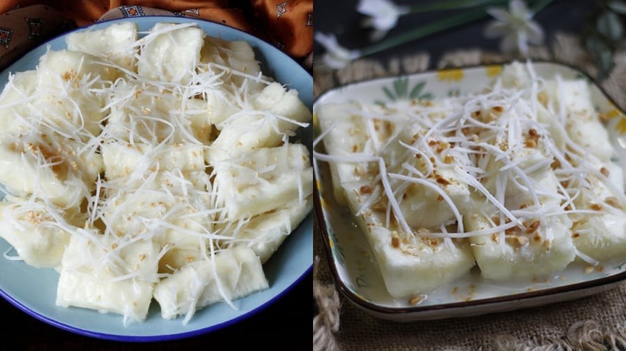 Cách làm sắn hấp nước dừa không khó.