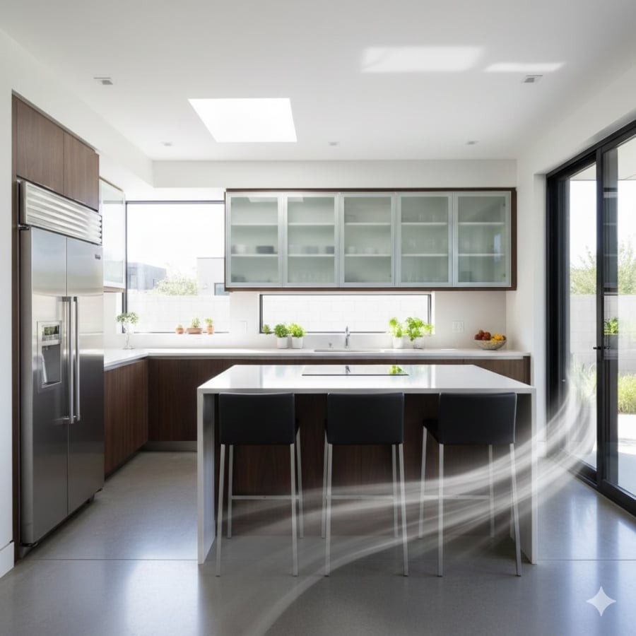 Đặt tủ lạnh đối diện cửa chính có thể làm giảm năng lượng tích cực, ảnh hưởng đến tài lộc và sức khỏe.