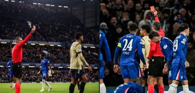 Araujo nhận thẻ đỏ.