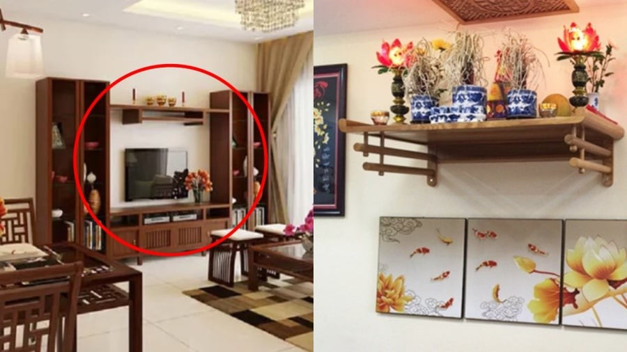 Không nên đặt đồ điện tử dưới bàn thờ.