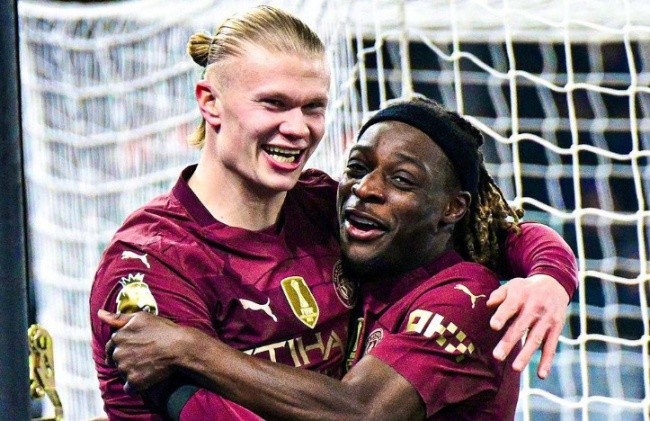 Bộ đôi Haaland và Doku.