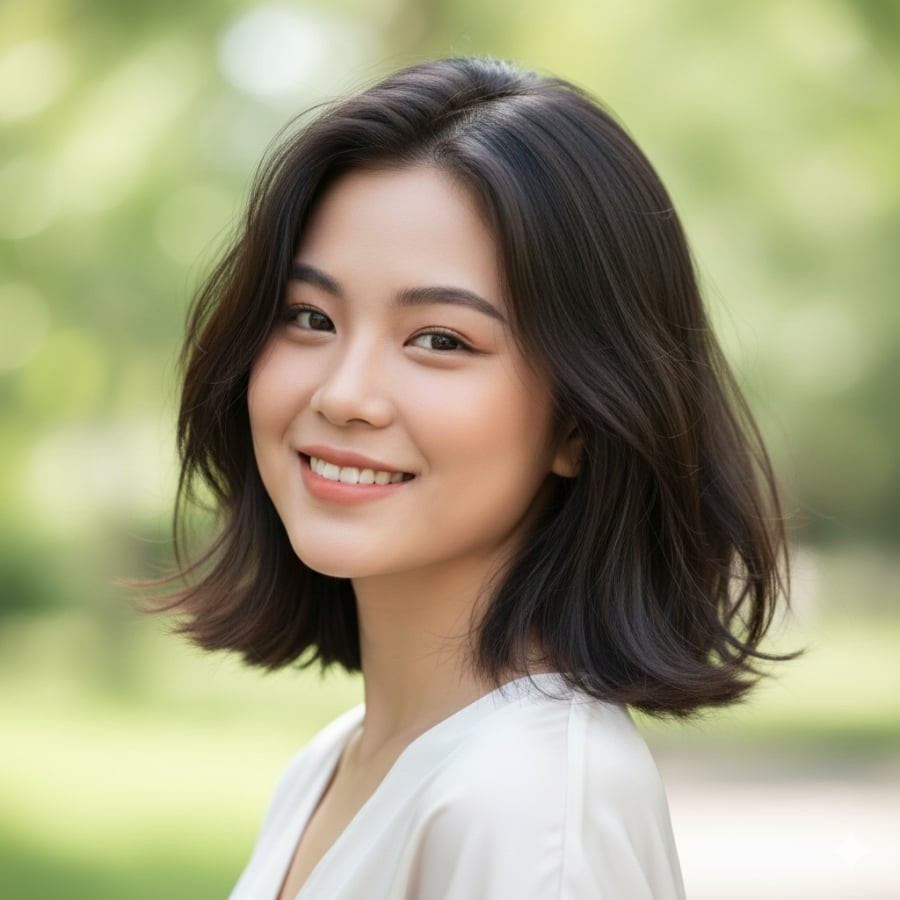 Tóc ngắn nhiều lớp giúp tạo độ bồng bềnh mà không cần tạo kiểu.