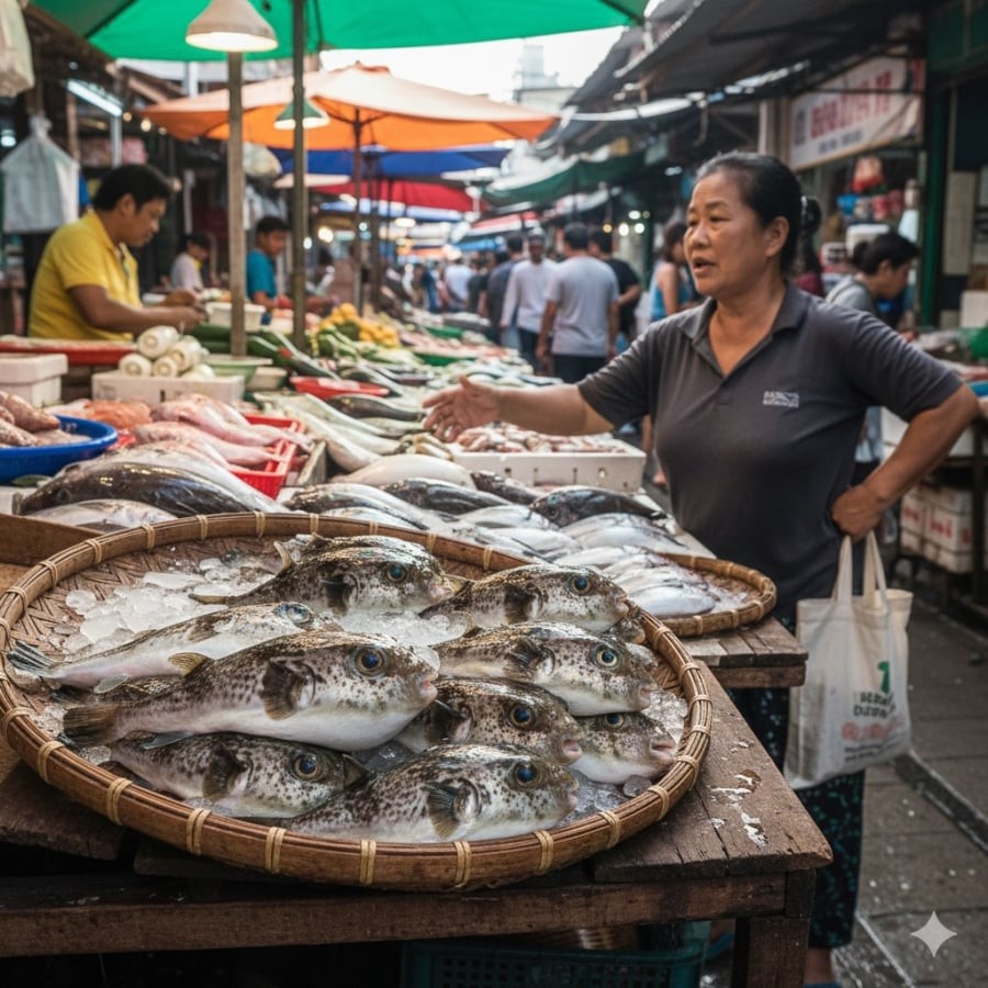 Cá nóc vẫn xuất hiện tại nhiều chợ, tiềm ẩn nguy cơ ngộ độc nghiêm trọng nếu không nhận biết đúng cách.