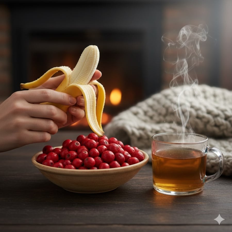 Chuối và táo gai giúp tăng năng lượng, cải thiện tiêu hóa, giảm áp lực cho gan trong thời tiết lạnh.