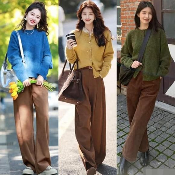 Quần nâu trở thành item vạn năng, vừa ấm áp vừa dễ phối đồ