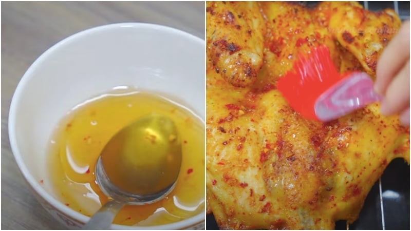  Phết mật ong lên gà