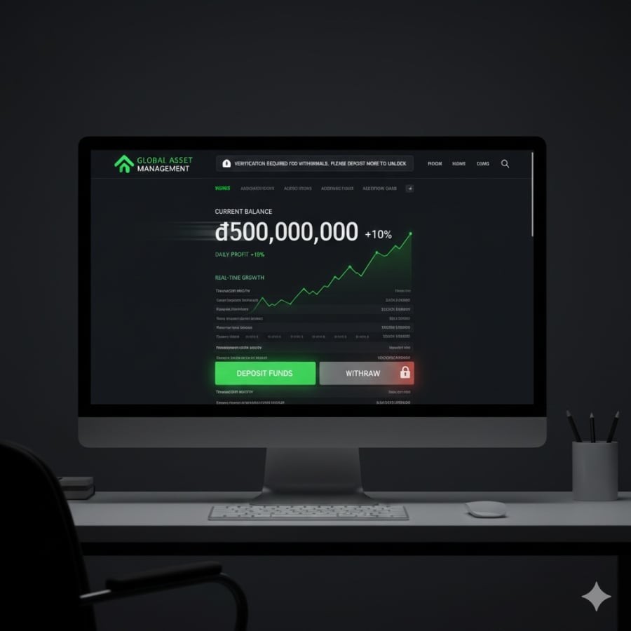 Trang web lừa đảo hiển thị tiền lãi ảo nhằm tạo niềm tin cho nạn nhân trước khi khóa tài khoản.