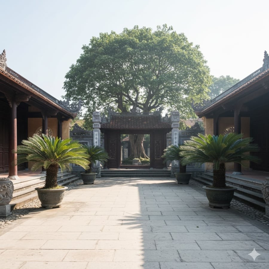 Hòe đem lại khí chất trí tuệ – Vạn Tuế biểu trưng bền vững. Đặt đúng vị trí, vượng khí tự tìm đến.