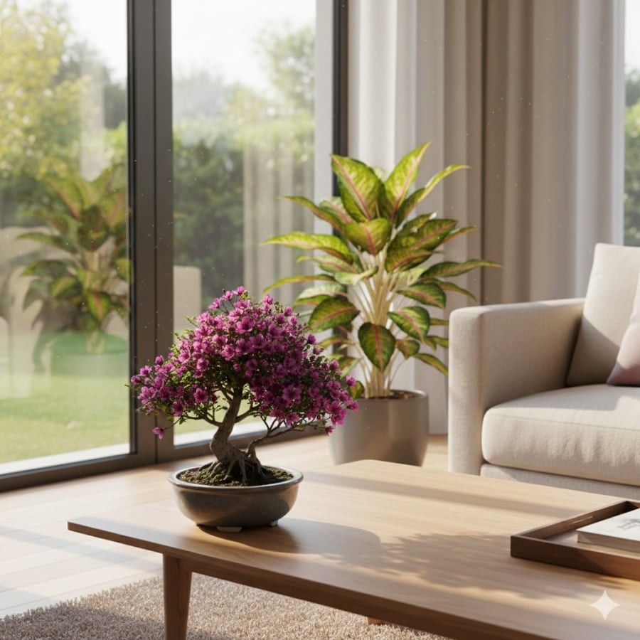 Tường Vi và Phú Quý – cặp đôi cây cảnh mang sắc hồng đỏ cát lành, vừa làm đẹp không gian vừa thu hút tài lộc.