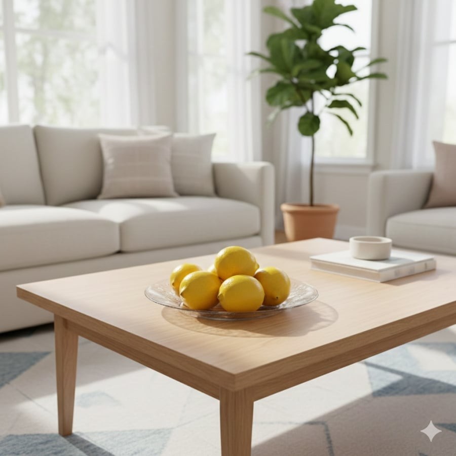 Đặt chanh tươi trong nhà để làm mới sinh khí, giúp không gian nhẹ và sáng hơn.