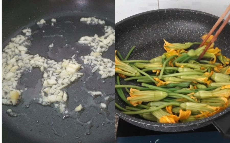 Xào bông bí với tỏi