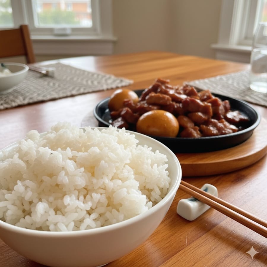 Hạt cơm tơi – bóng – dẻo, ăn riêng cũng ngon, ăn cùng món gì cũng hợp.