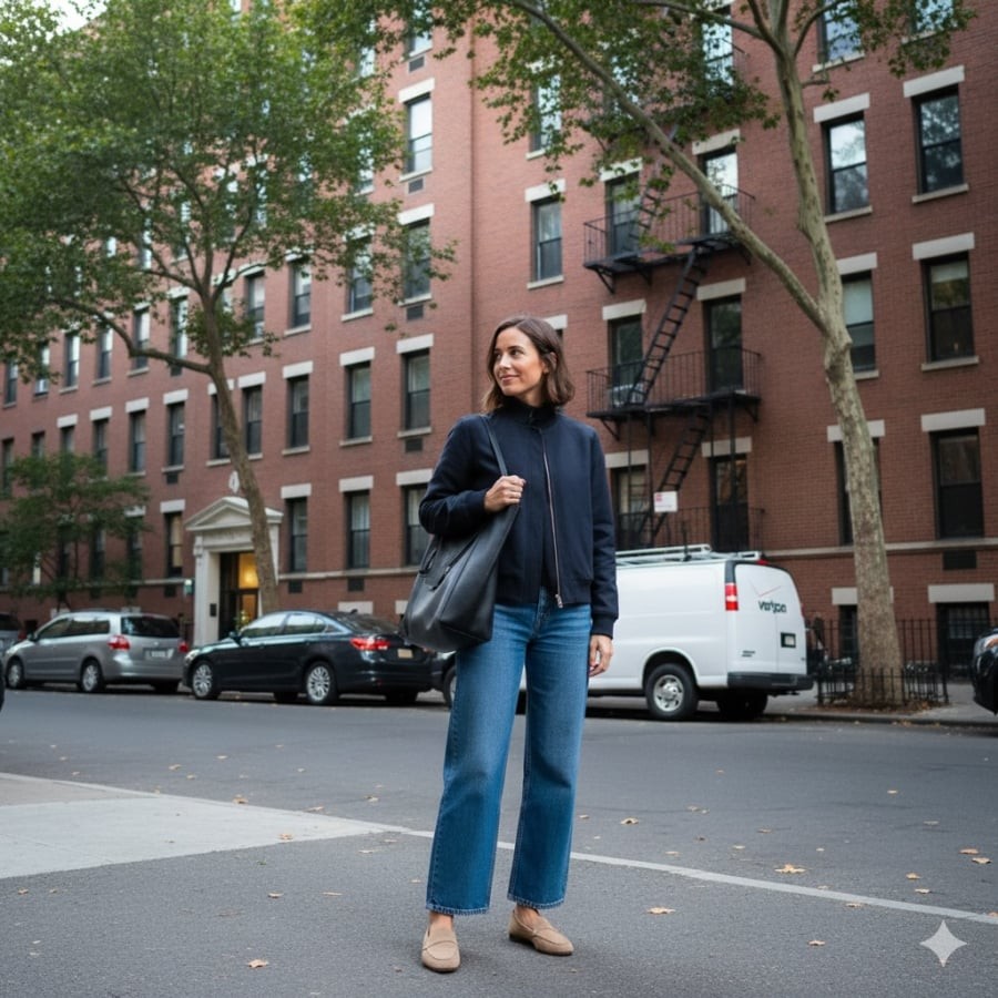 Với những cô gái có thân hình nhỏ nhắn hoặc muốn tỉ lệ cơ thể trông cân đối hơn, áo khoác lửng là lựa chọn rất đáng thử