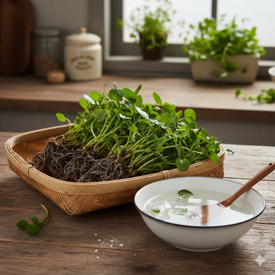 Cải xoong giàu dinh dưỡng nhưng có thể mang trứng giun – ngâm muối và tránh ăn sống.