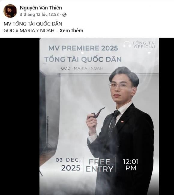 Trước đó, vào ngày 3/12, chỉ 6 ngày trước khi bị bắt, Nguyễn Văn Thiên vẫn đăng status và công bố MV ca nhạc mới trên tài khoản Facebook với 144 nghìn người theo dõi, mang tên Tổng Tài Quốc Dân.


