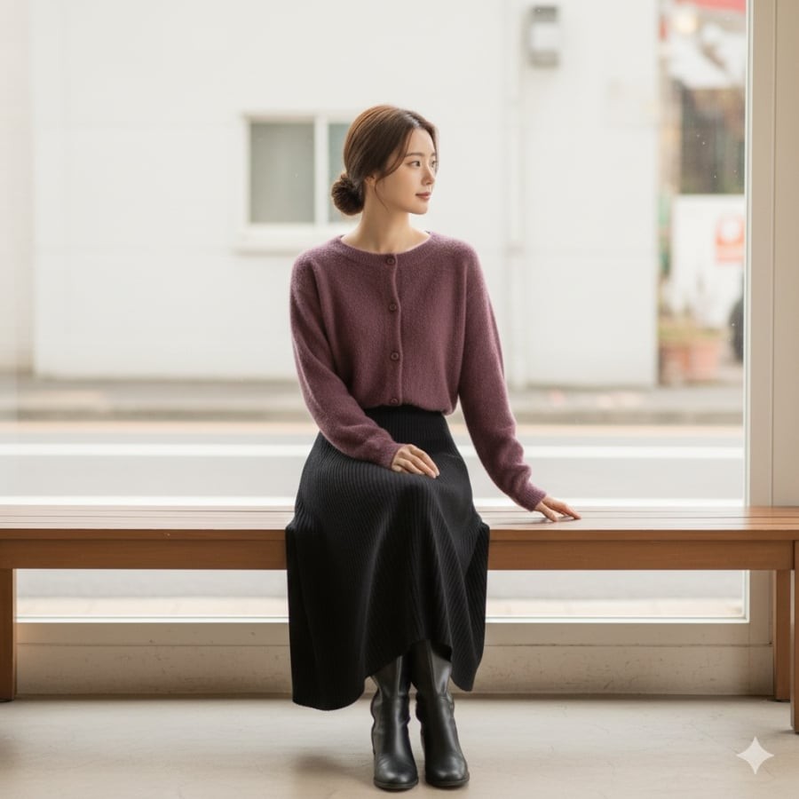 Phối áo sáng màu với chân váy đen là công thức luôn hiệu quả, bởi màu đen đóng vai trò cân bằng, giúp sắc màu nổi bật không bị chói mà vẫn giữ được sự hài hoà