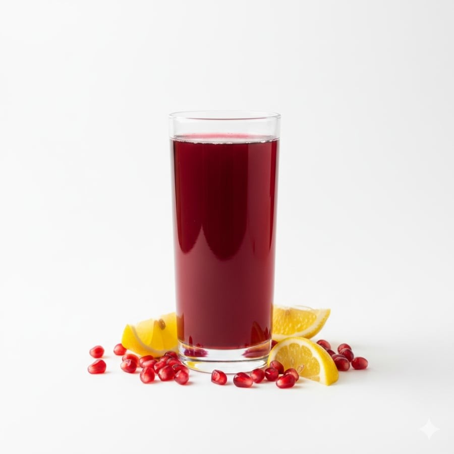 Nước ép lựu – chanh giúp bổ sung polyphenol và vitamin C, hỗ trợ cải thiện sắc tố da.