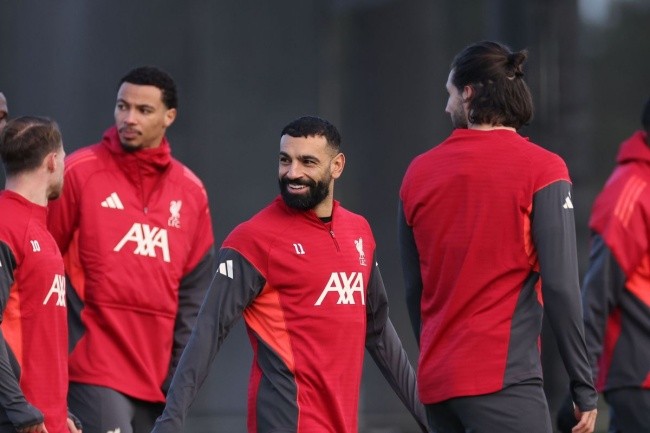 Salah trên sân tập Liverpool.