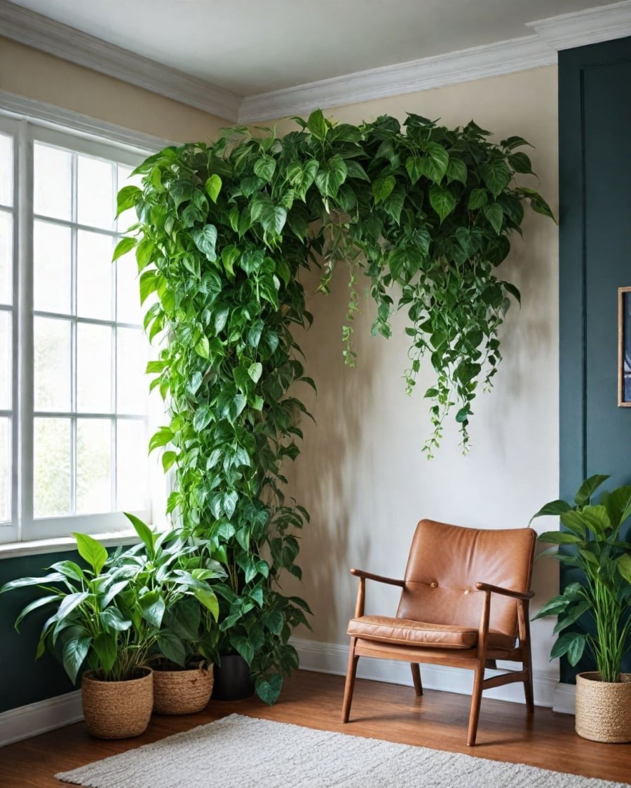 Trầu bà rất dễ xanh tốt nhưng nên tránh để tình trạng cây quá xanh tốt rậm rạp