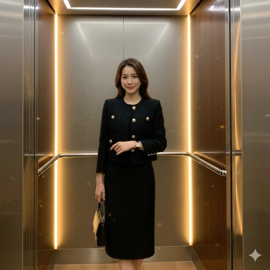 Nếu blazer đại diện cho sự sắc sảo thì áo dạ cổ tròn lại mang đến cảm giác mềm mại, nhẹ nhàng hơn