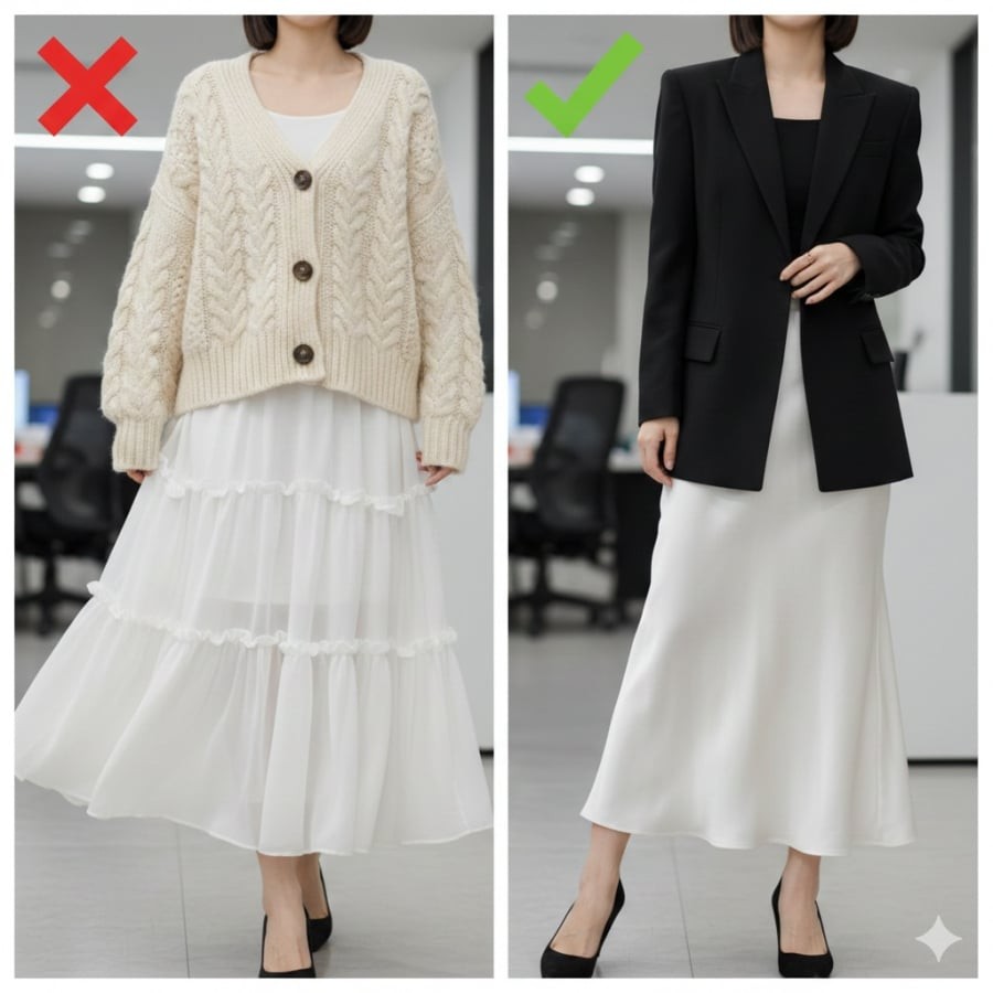 Chất liệu chiffon mang lại cảm giác mềm mại, bay bổng, song cũng chính vì quá mỏng và nhẹ mà nó dễ làm trang phục mất đi vẻ chỉn chu cần thiết