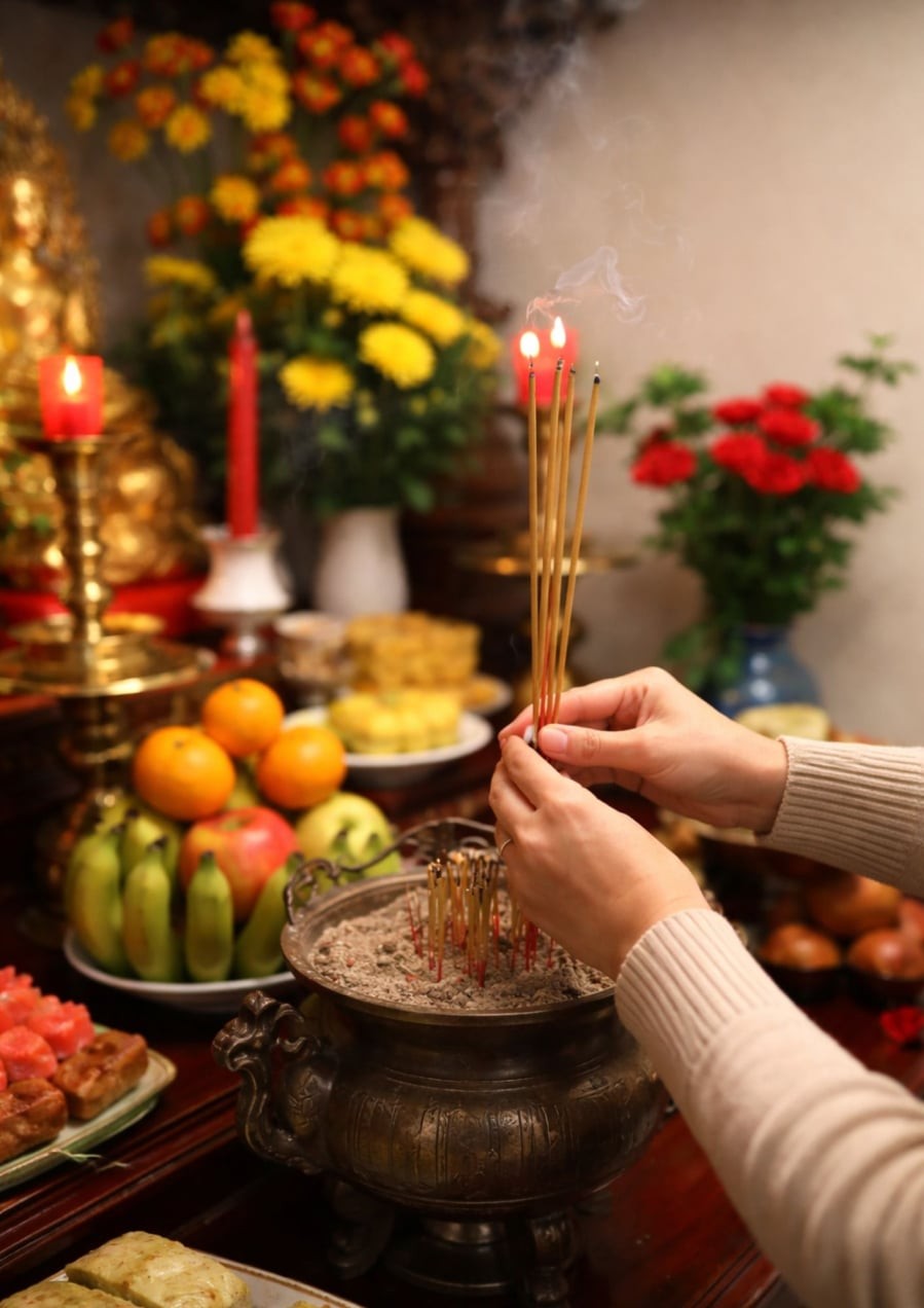 Cần tránh thắp hương khi ban thờ bụi bẩn chưa được dọn dẹp