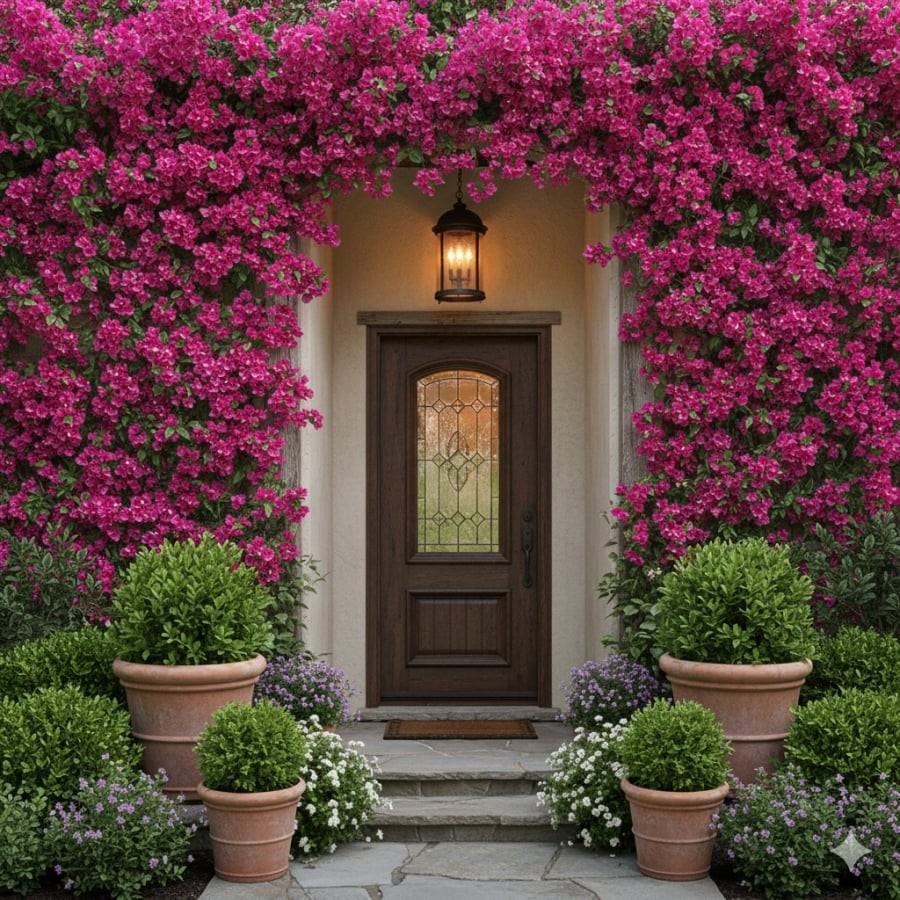 Hoa giấy là loại cây quen thuộc, được nhiều gia đình Việt tận dụng từ lâu để trồng trước nhà.