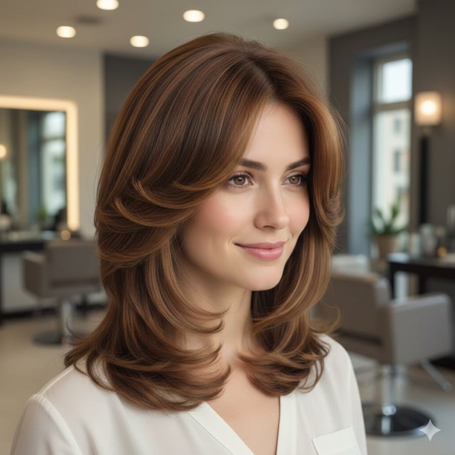 Tóc lửng đuôi cụp là kiểu tóc quen thuộc nhưng hiếm khi lỗi mốt